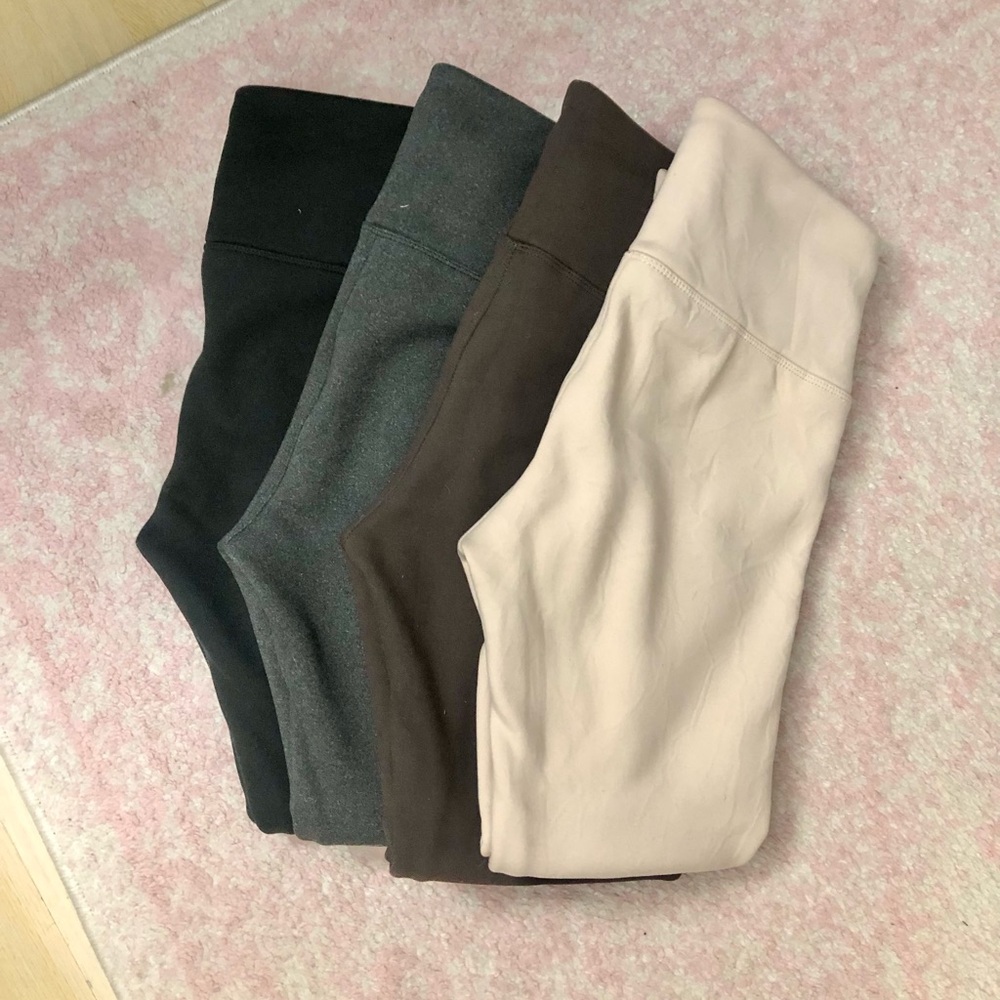 Women’s thick fleece lined skinny leggings black, beige, brown & dark grey